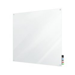 Ghent Harmony Glassboard w/ Standoffs, Non-Magnetic, Square Corners, 4'H x 4'W, White (GHE-HMYSN44WH)