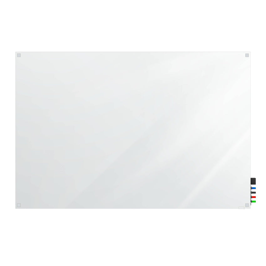 Ghent Harmony Glassboard w/ Standoffs, Non - Magnetic, Square Corners, 4'H x 5'W, White (GHE - HMYSN45WH) - SchoolOutlet