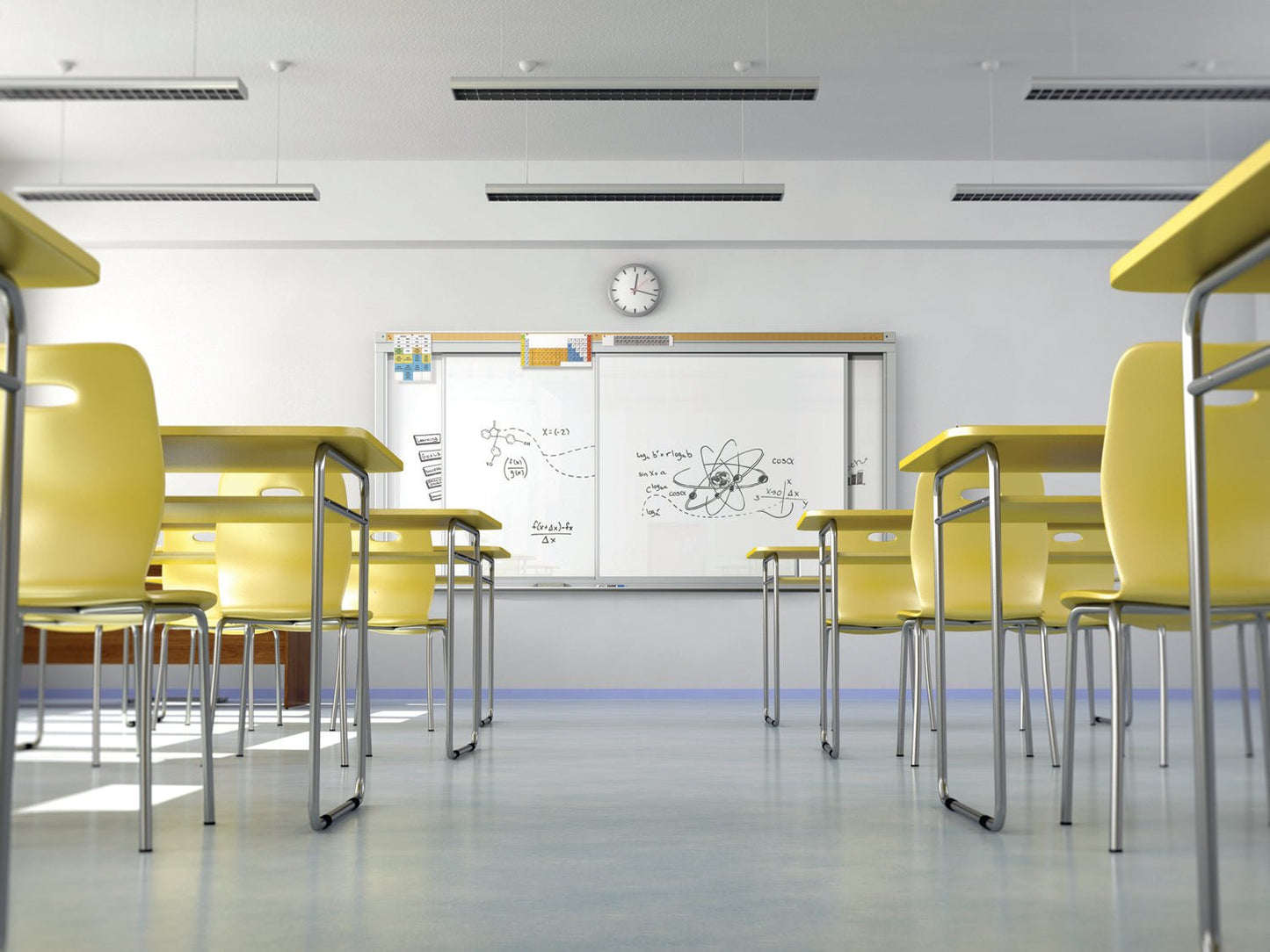 Ghent Horizontal Sliding Porcelain Whiteboard, Magnetic, 4'H x 10'W (GHE - HSM2 - 410) - SchoolOutlet