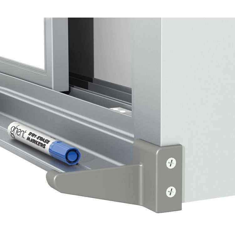 Ghent Horizontal Sliding Porcelain Whiteboard, Magnetic, 4'H x 12'W (GHE - HSM2 - 412) - SchoolOutlet