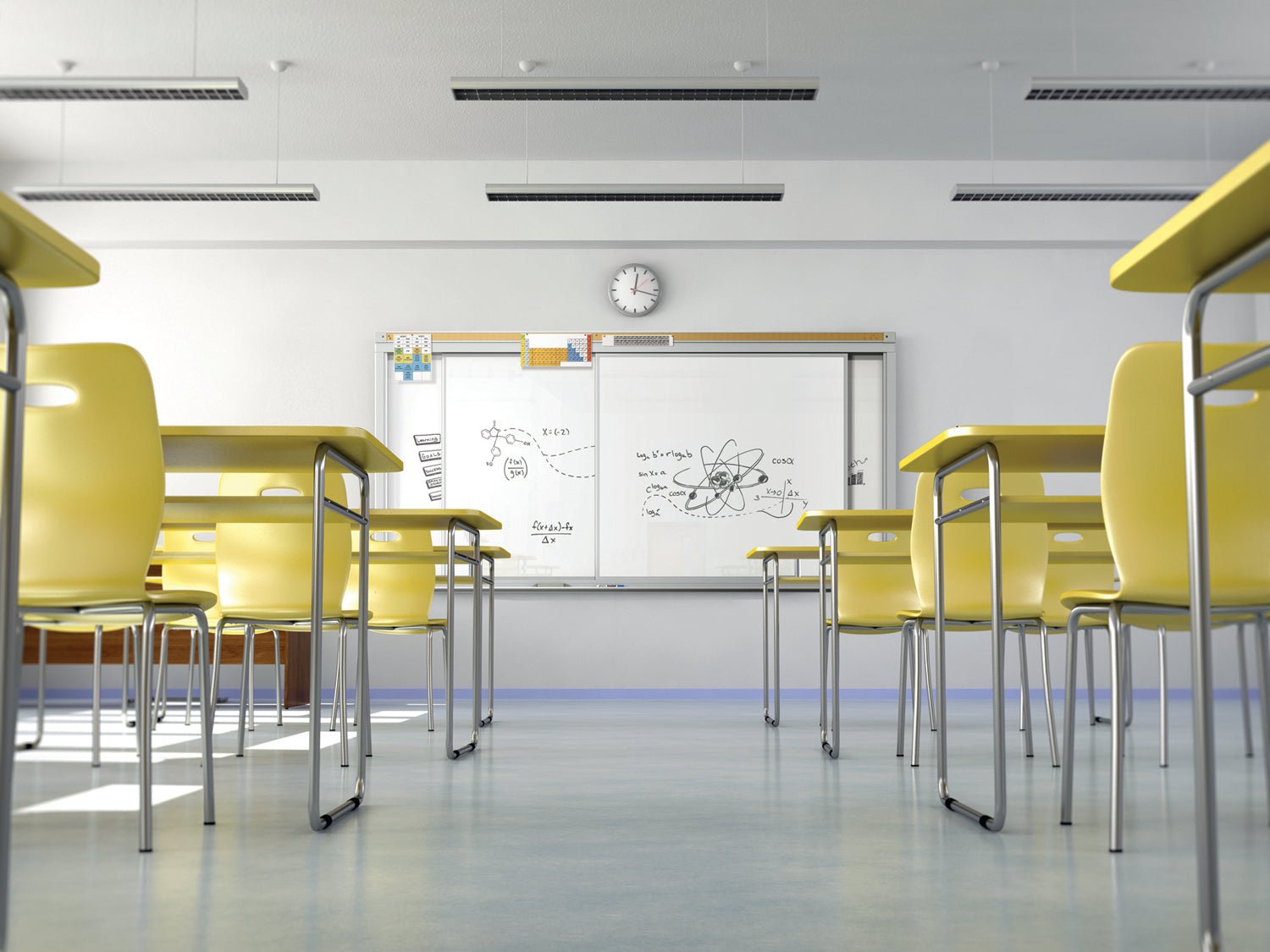 Ghent Horizontal Sliding Porcelain Whiteboard, Magnetic, 4'H x 6'W (GHE - HSM2 - 46) - SchoolOutlet