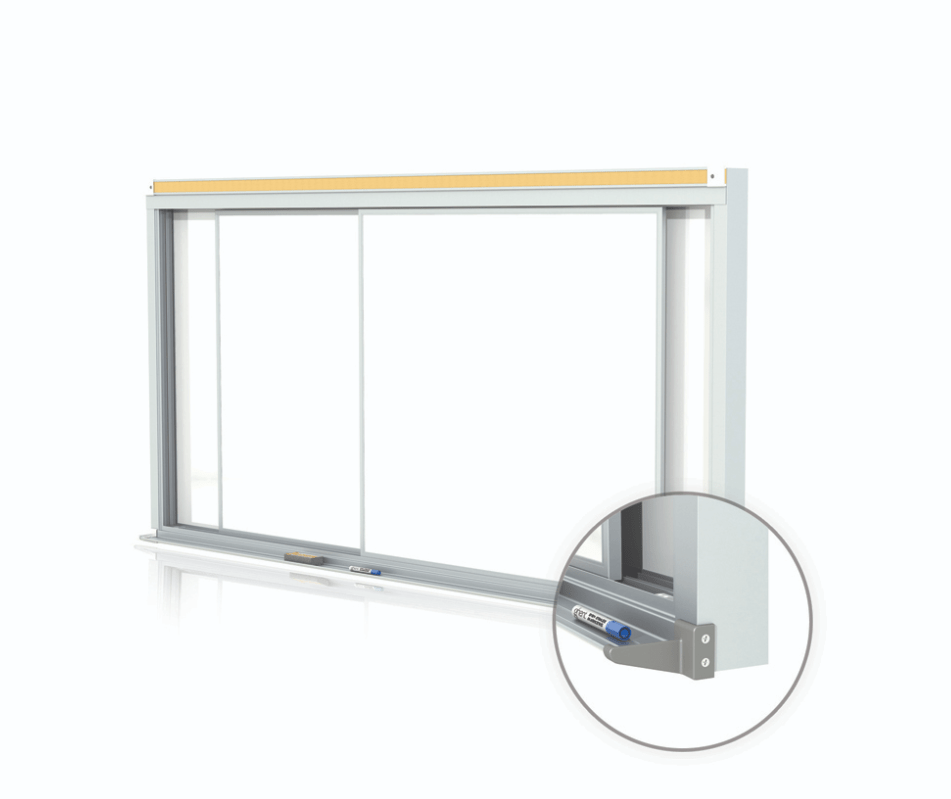Ghent Horizontal Sliding Porcelain Whiteboard, Magnetic, 4'H x 6'W (GHE - HSM2 - 46) - SchoolOutlet