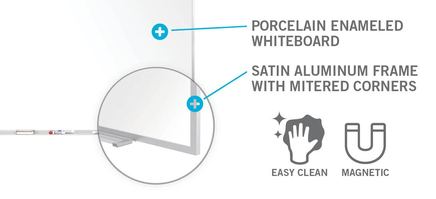 Ghent M1 Porcelain Magnetic Whiteboard, Aluminum Frame, 4'H x 10'W (GHE - M1 - 410 - 4) - SchoolOutlet