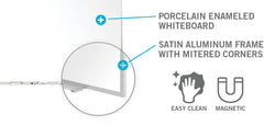 Ghent M1 Porcelain Magnetic Whiteboard, Aluminum Frame, 4'H x 8'W (GHE-M1-48-4)