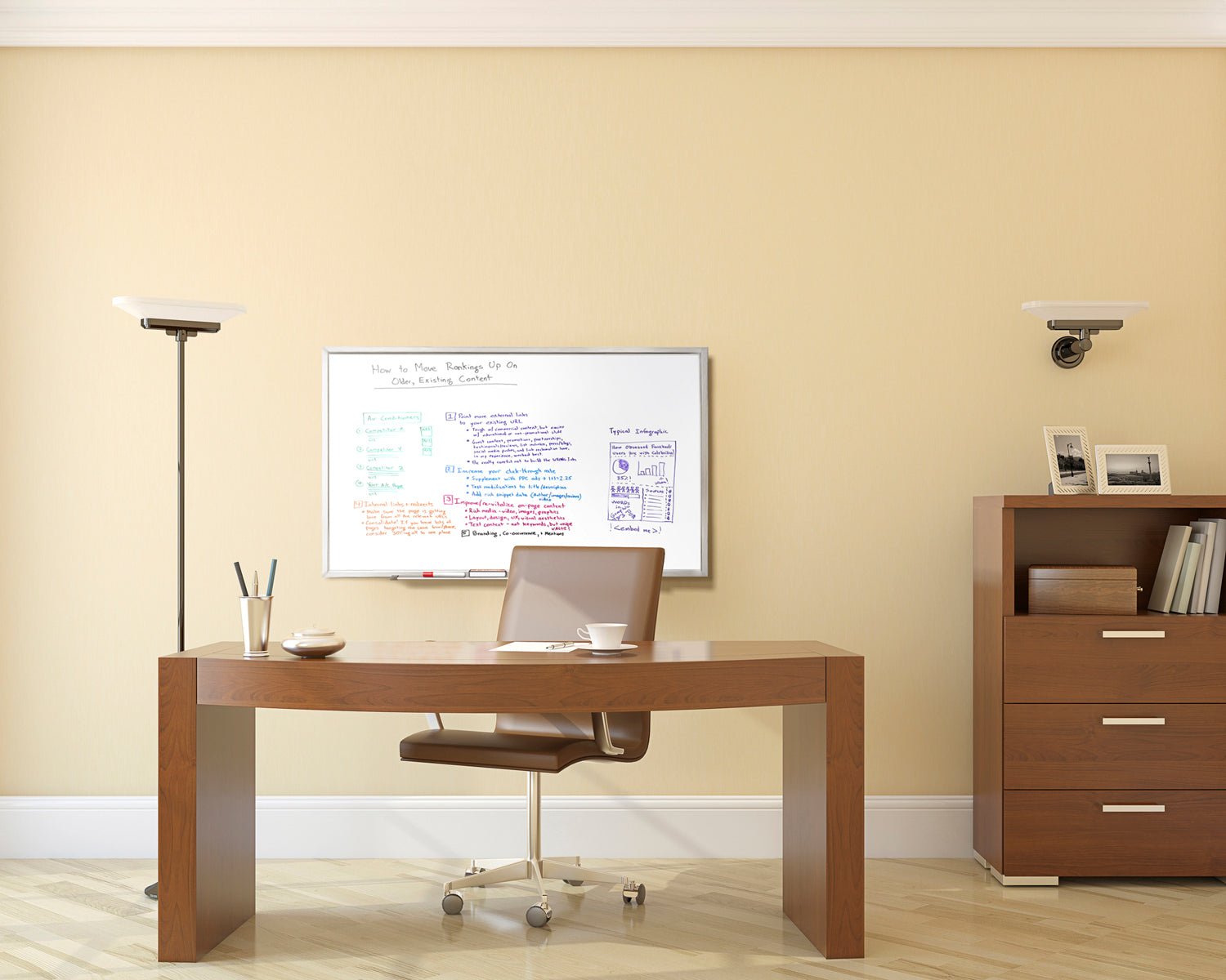 Ghent M2 Non - Magnetic Whiteboard, Aluminum Frame, 4'H x 6'W (GHE - M2 - 46 - 4) - SchoolOutlet