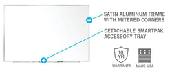 Ghent M2 Non-Magnetic Whiteboard, Aluminum Frame, 4'H x 8'W (GHE-M2-48-4)