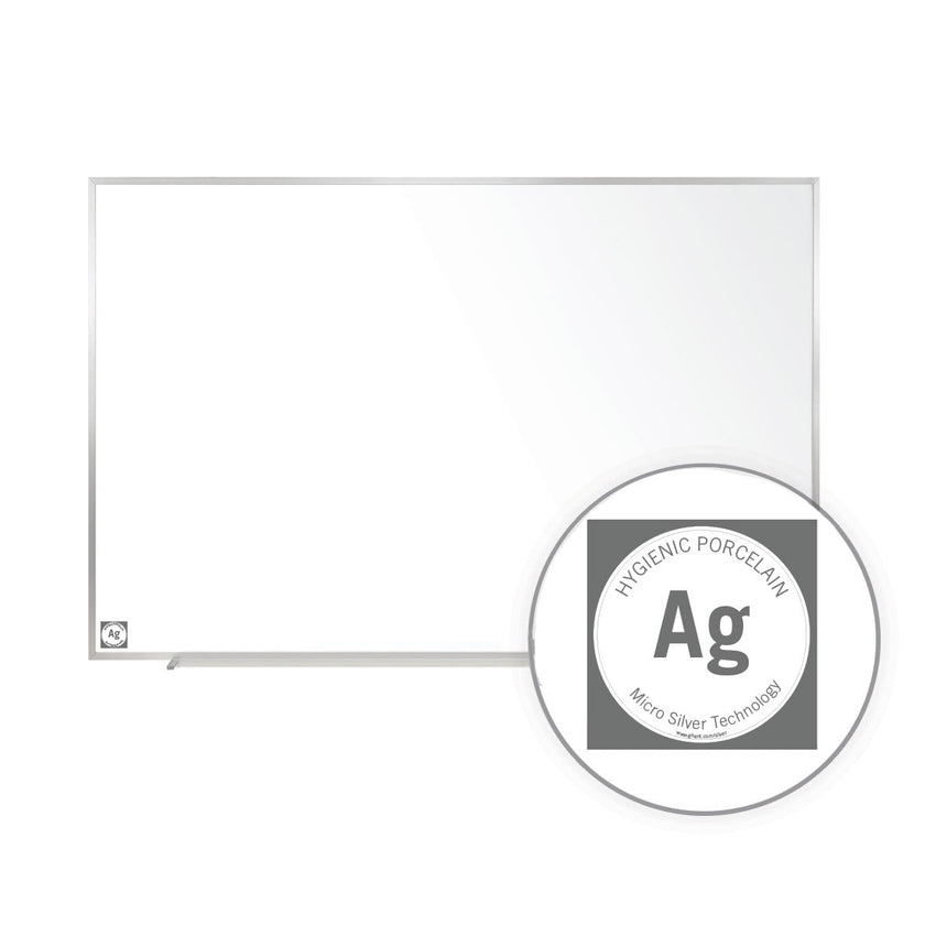 Ghent Magnetic Hygienic Porcelain Whiteboard with Aluminum Frame, 4'H x 7' 4"W (GHE - M4 - 47 - 4) - SchoolOutlet