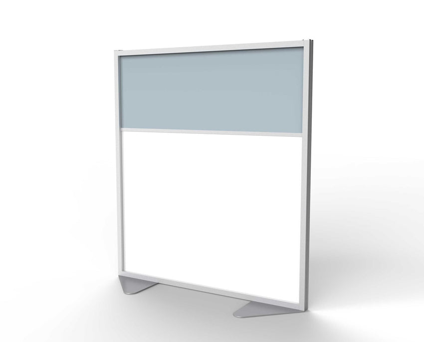 Ghent Floor Partition, Aluminum Frame with Magnetic Porcelain and Silver Vinyl Panels, 54"H x 48"W (GHE - MP5448 - 20 - 8F) - SchoolOutlet