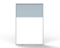 Ghent Floor Partition, Aluminum Frame with Magnetic Porcelain and Silver Vinyl Panels, 72"H x 48"W (GHE-MP7248-20-8F)