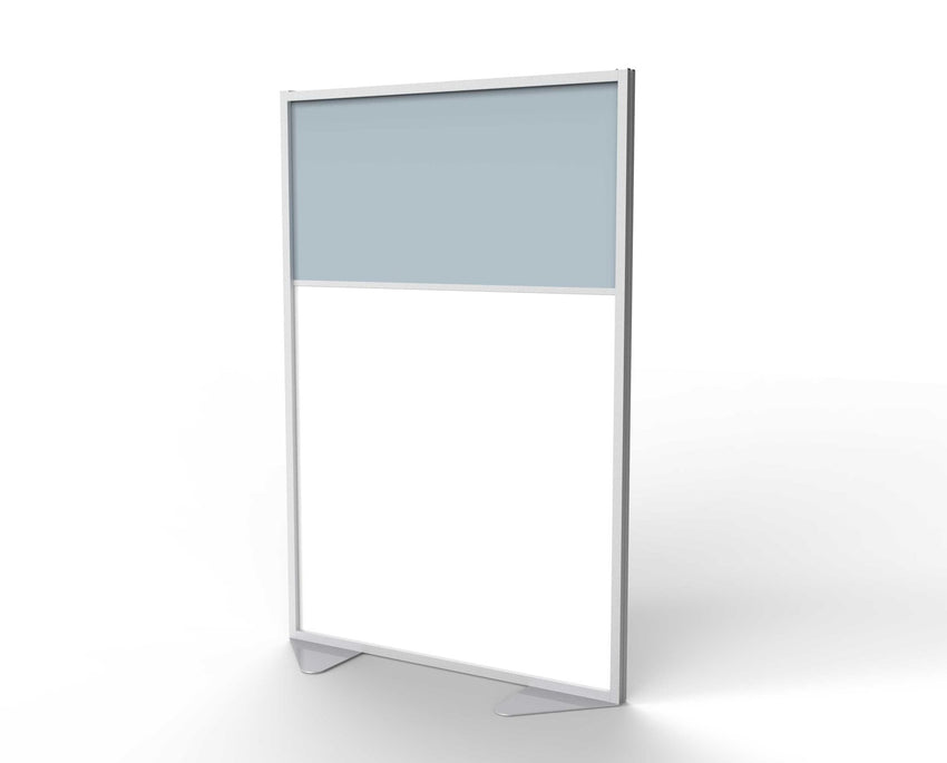 Ghent Floor Partition, Aluminum Frame with Magnetic Porcelain and Silver Vinyl Panels, 72"H x 48"W (GHE - MP7248 - 20 - 8F) - SchoolOutlet