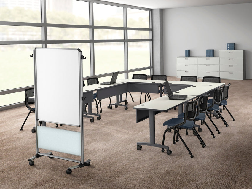 Ghent Nexus Easel, Mobile 2 - Sided Porcelain Whiteboard, Magnetic, 46"H x 34"W (GHE - NEX203ME - FR) - SchoolOutlet