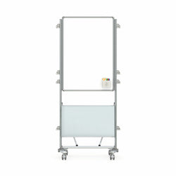 Ghent Nexus Easel+, Mobile 2-Sided Porcelain Whiteboard w/ Tablet Storage, Magnetic, 39"H x 26"W (GHE-NEX204EP-FR)