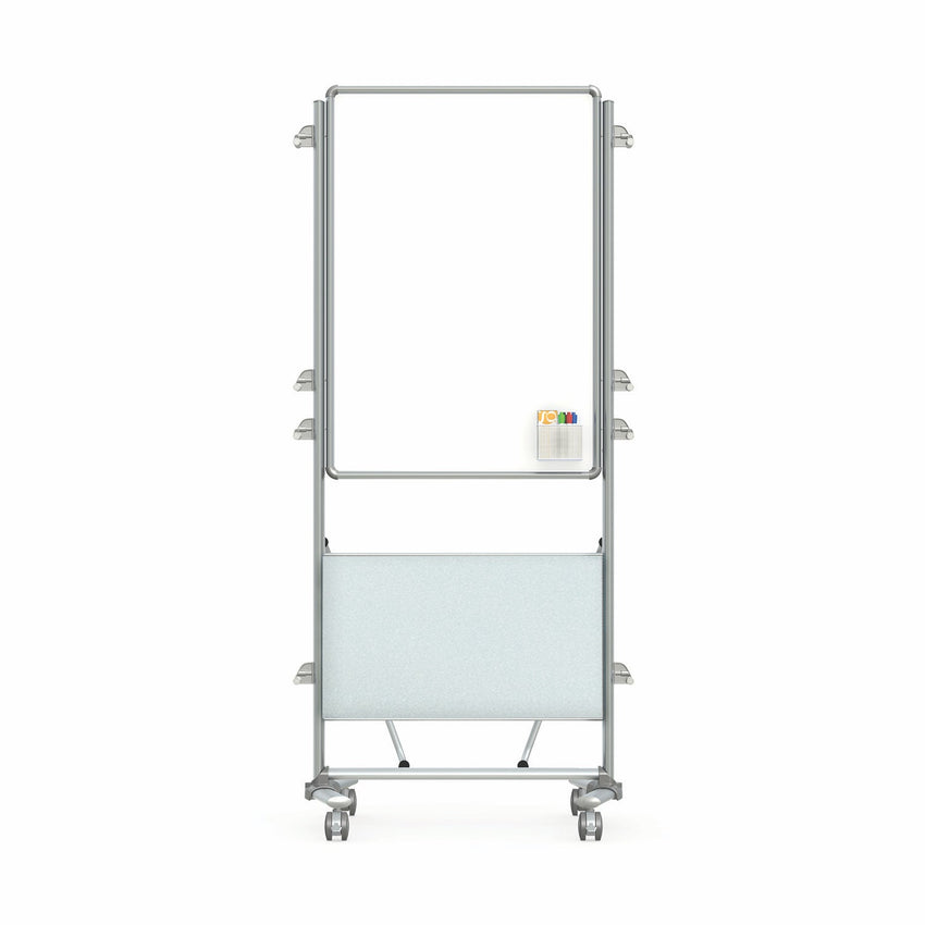 Ghent Nexus Easel+, Mobile 2 - Sided Porcelain Whiteboard w/ Tablet Storage, Magnetic, 39"H x 26"W (GHE - NEX204EP - FR) - SchoolOutlet