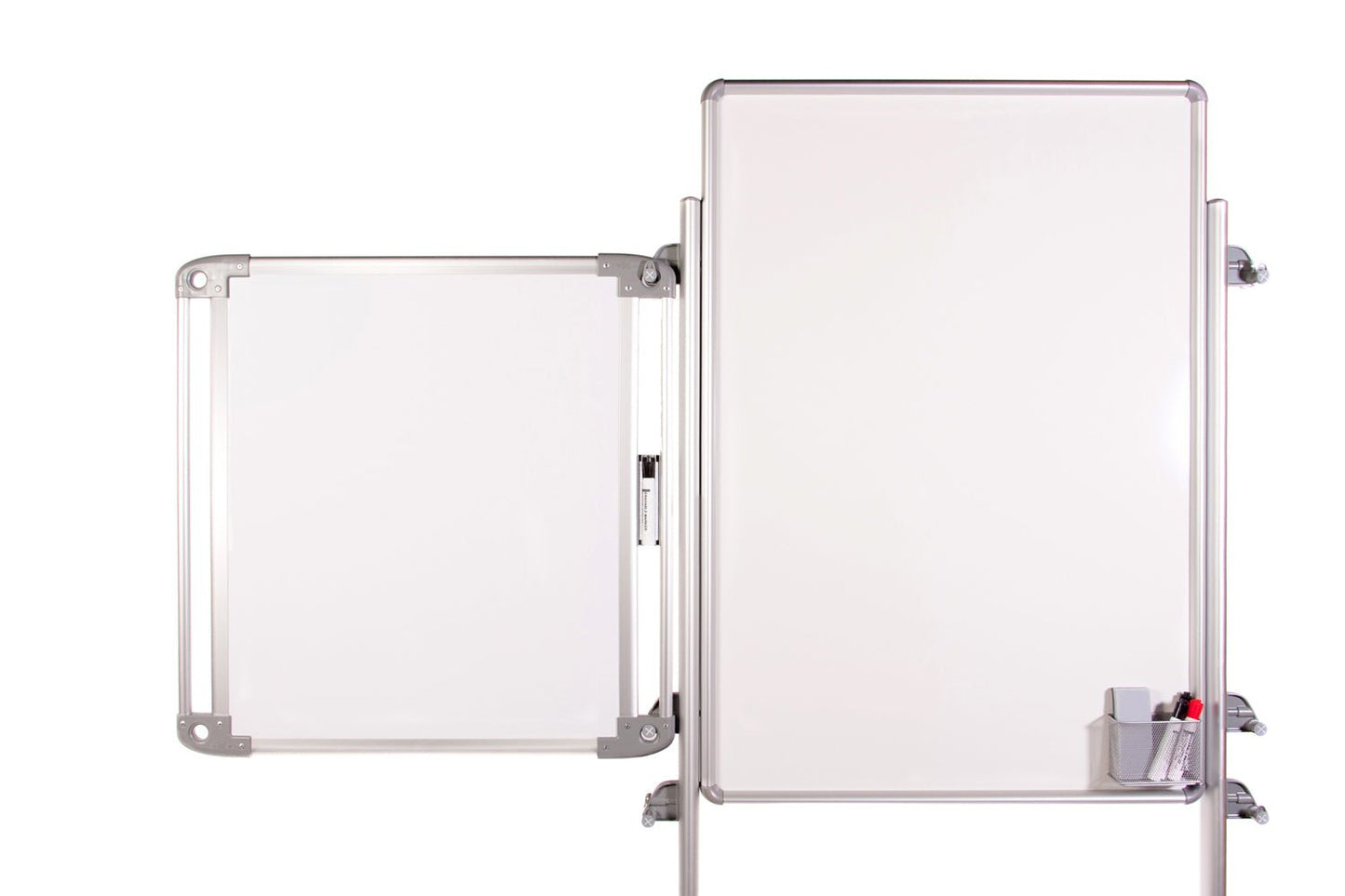 Ghent Nexus Easel+, Mobile 2 - Sided Porcelain Whiteboard w/ Tablet Storage, Magnetic, 8 Tablets , 39"H x 26"W (GHE - NEX204EP8 - FR) - SchoolOutlet