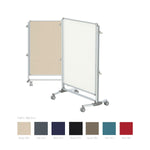 Ghent Nexus Jr. Partition, Mobile 2 - Sided Porcelain Whiteboard/ Fabric Bulletin Board, Magnetic 46