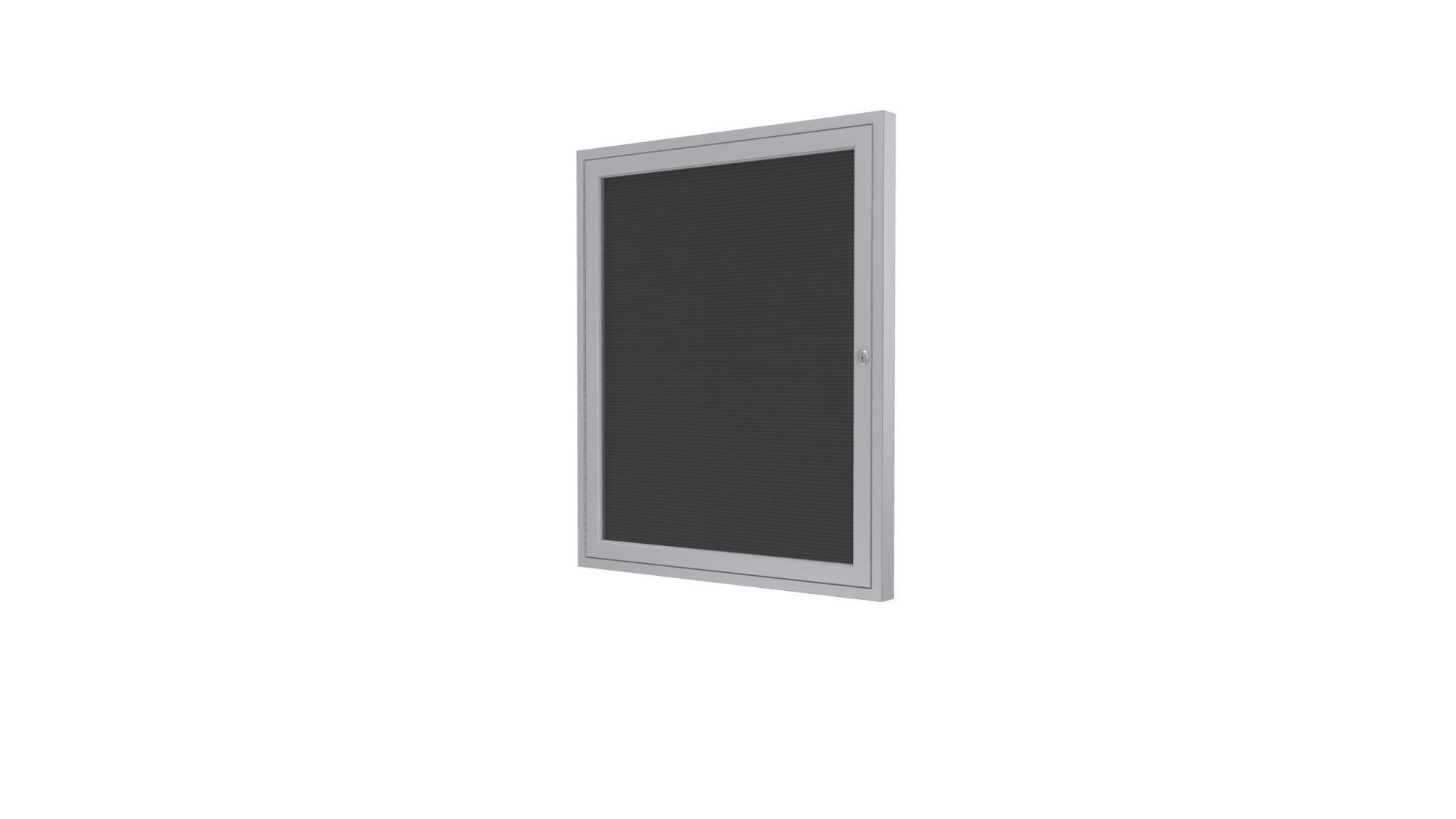Ghent Indoor/Outdoor Enclosed Vinyl Letter Board, Satin Aluminum Frame, 24"H x 18"W, 1 Door, Black (GHE - PA12418BX - BK) - SchoolOutlet
