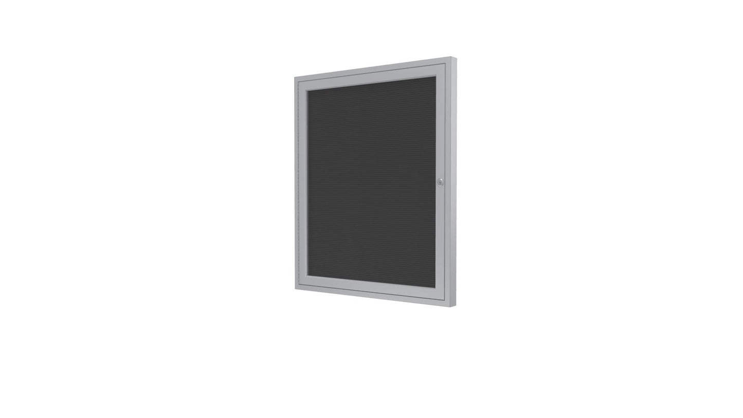 Ghent Indoor/Outdoor Enclosed Vinyl Letter Board, Satin Aluminum Frame, 3'H x 2'W, 1 Door, Black (GHE - PA13624BX - BK) - SchoolOutlet
