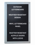 Ghent Indoor/Outdoor Enclosed Vinyl Letter Board, Satin Aluminum Frame, 3'H x 2'W, 1 Door, Black (GHE - PA13624BX - BK) - SchoolOutlet