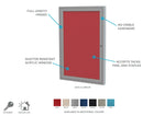 Ghent 1 Door Enclosed Fabric Bulletin Board, Satin Aluminum Frame, 3'H x 2