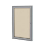 Ghent 1 Door Enclosed Fabric Bulletin Board, Satin Aluminum Frame, 3'H x 2