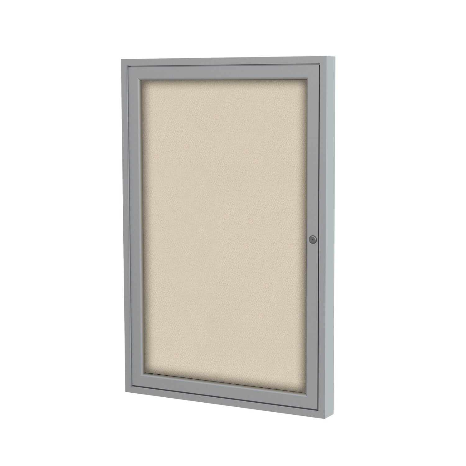 Ghent 1 Door Enclosed Fabric Bulletin Board, Satin Aluminum Frame, 3'H x 2"W (GHE - PA13624F - XX) - SchoolOutlet