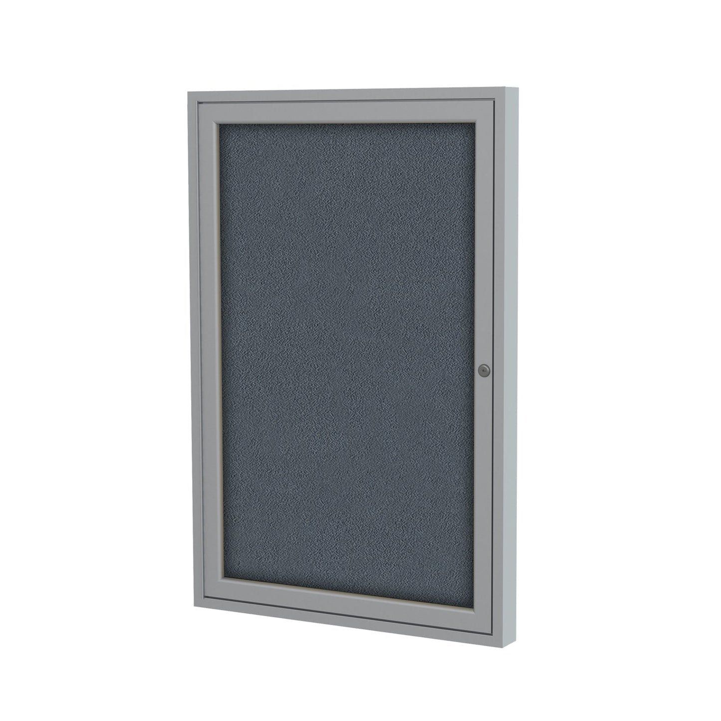 Ghent 1 Door Enclosed Fabric Bulletin Board, Satin Aluminum Frame, 3'H x 2"W (GHE - PA13624F - XX) - SchoolOutlet