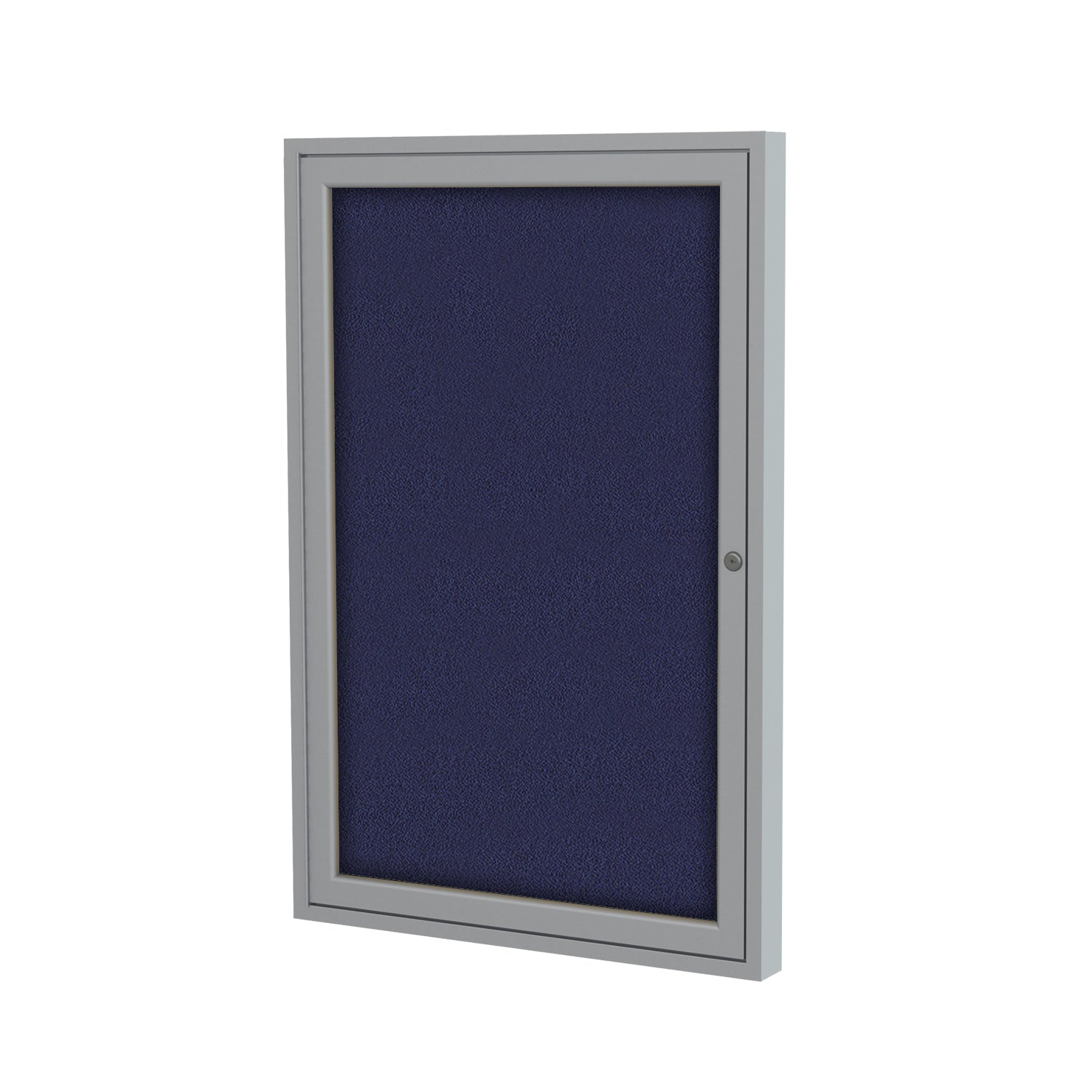 Ghent 1 Door Enclosed Fabric Bulletin Board, Satin Aluminum Frame, 3'H x 2"W (GHE - PA13624F - XX) - SchoolOutlet