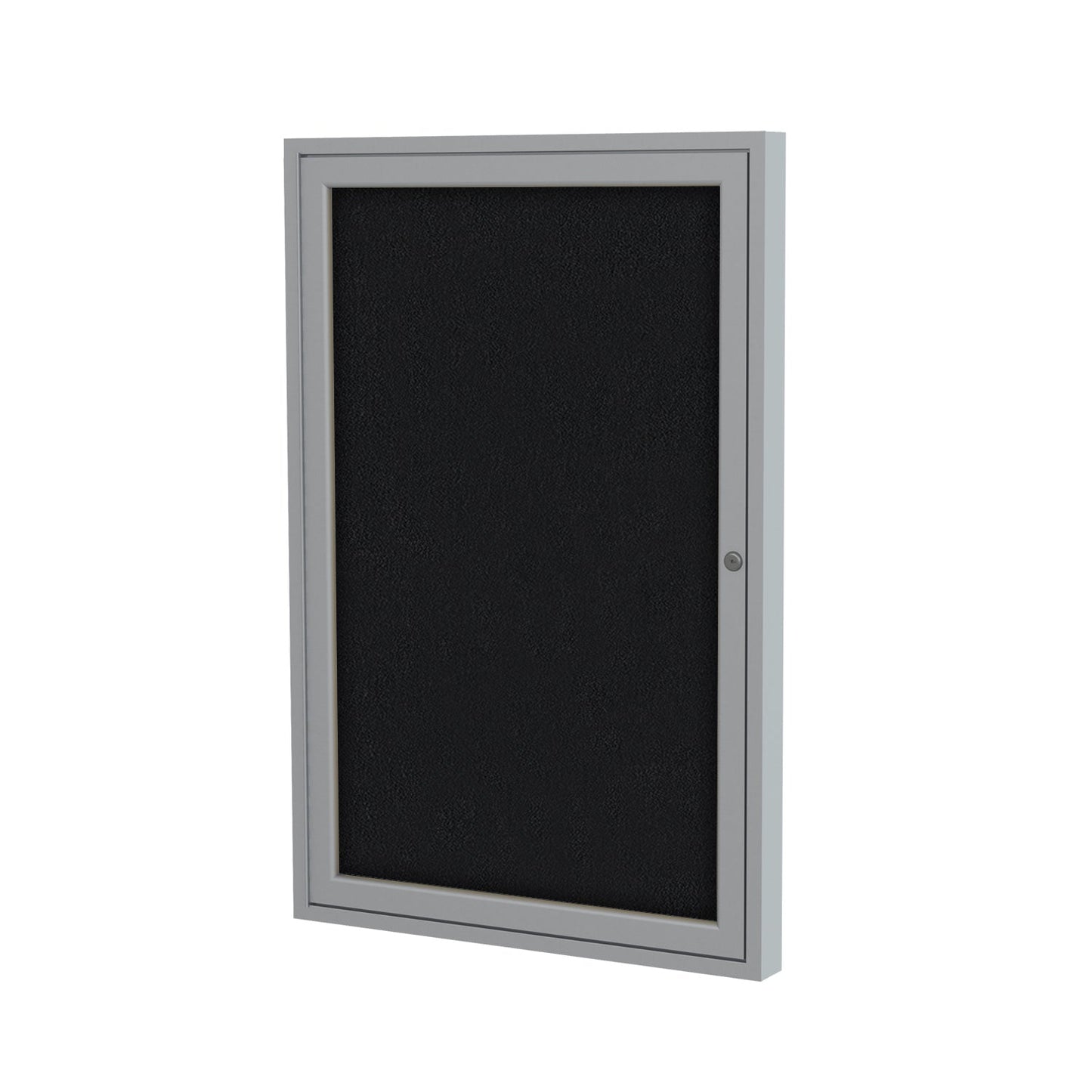 Ghent 1 Door Enclosed Fabric Bulletin Board, Satin Aluminum Frame, 3'H x 2"W (GHE - PA13624F - XX) - SchoolOutlet