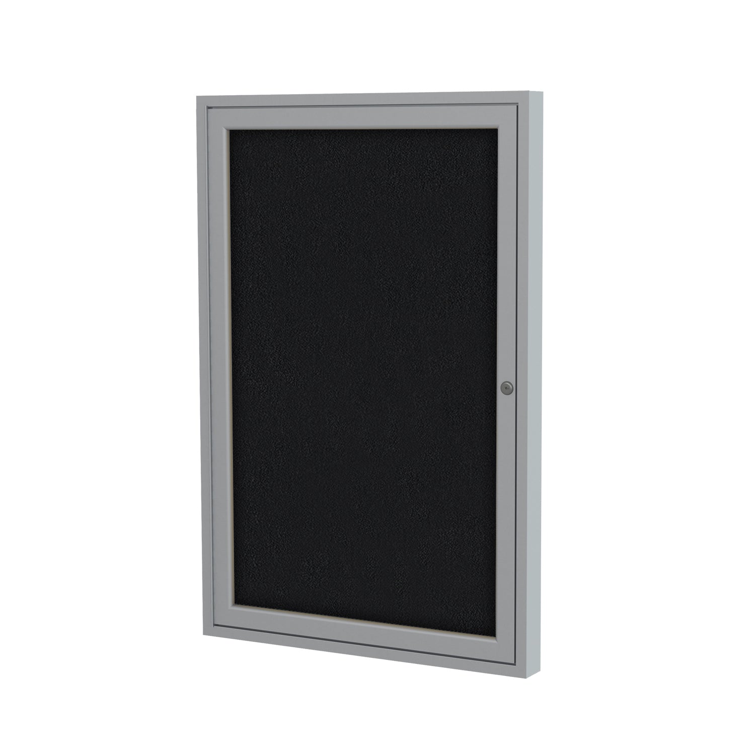 Ghent 1 Door Enclosed Fabric Bulletin Board, Satin Aluminum Frame, 3'H x 2"W (GHE - PA13624F - XX) - SchoolOutlet