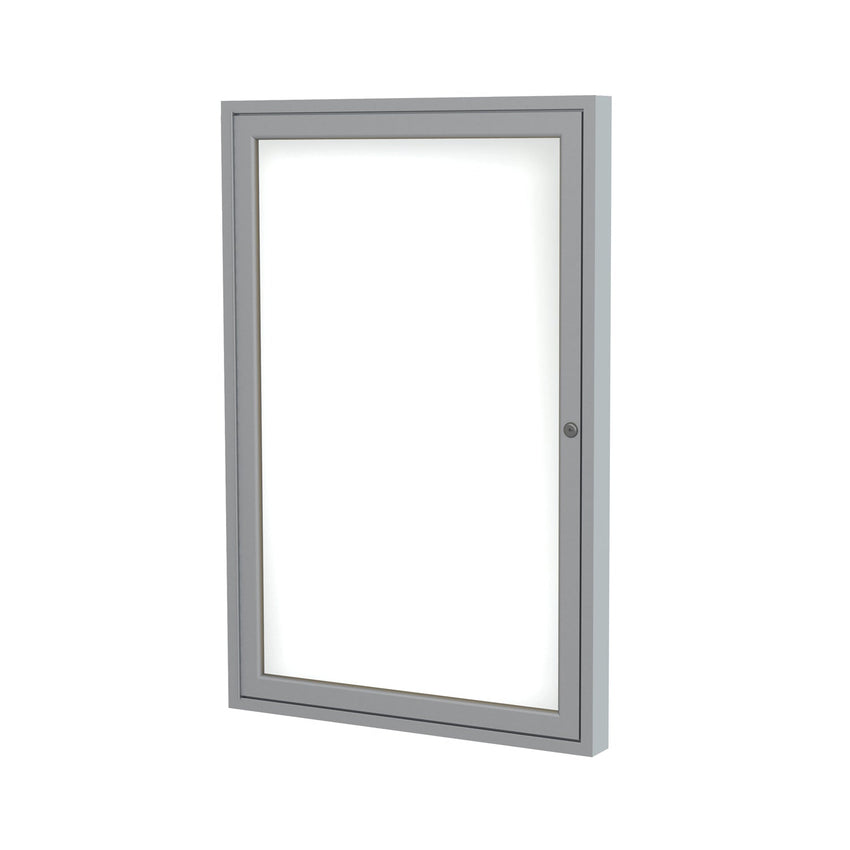 Ghent 1 Door Enclosed Porcelain Whiteboard, Magnetic, Satin Aluminum Frame, 3'H x 2'W (GHE - PA13624M - M1) - SchoolOutlet