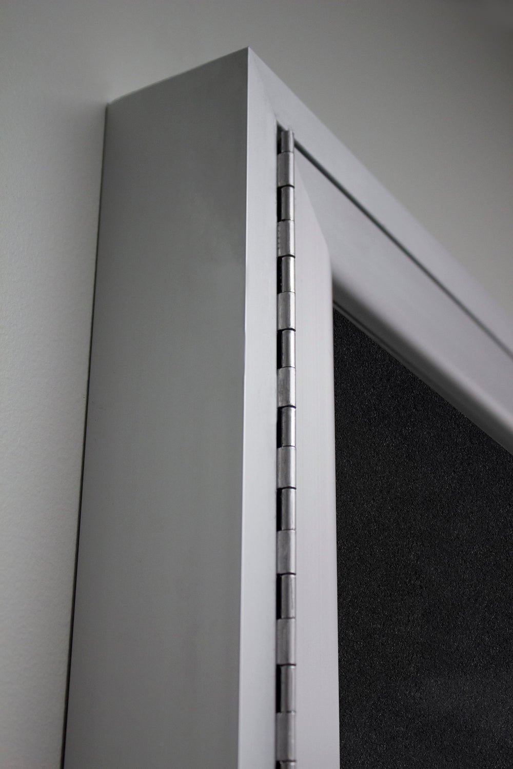 Ghent 1 Door Enclosed Recycled Rubber Bulletin Board, Satin Aluminum Frame, 3'H x 2'W (GHE - PA13624TR - XX) - SchoolOutlet