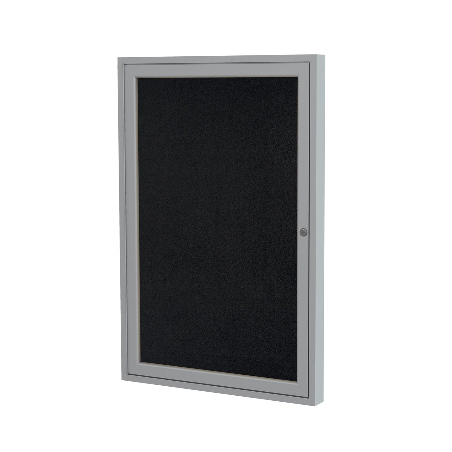 Ghent 1 Door Enclosed Recycled Rubber Bulletin Board, Satin Aluminum Frame, 3'H x 2'W (GHE - PA13624TR - XX) - SchoolOutlet