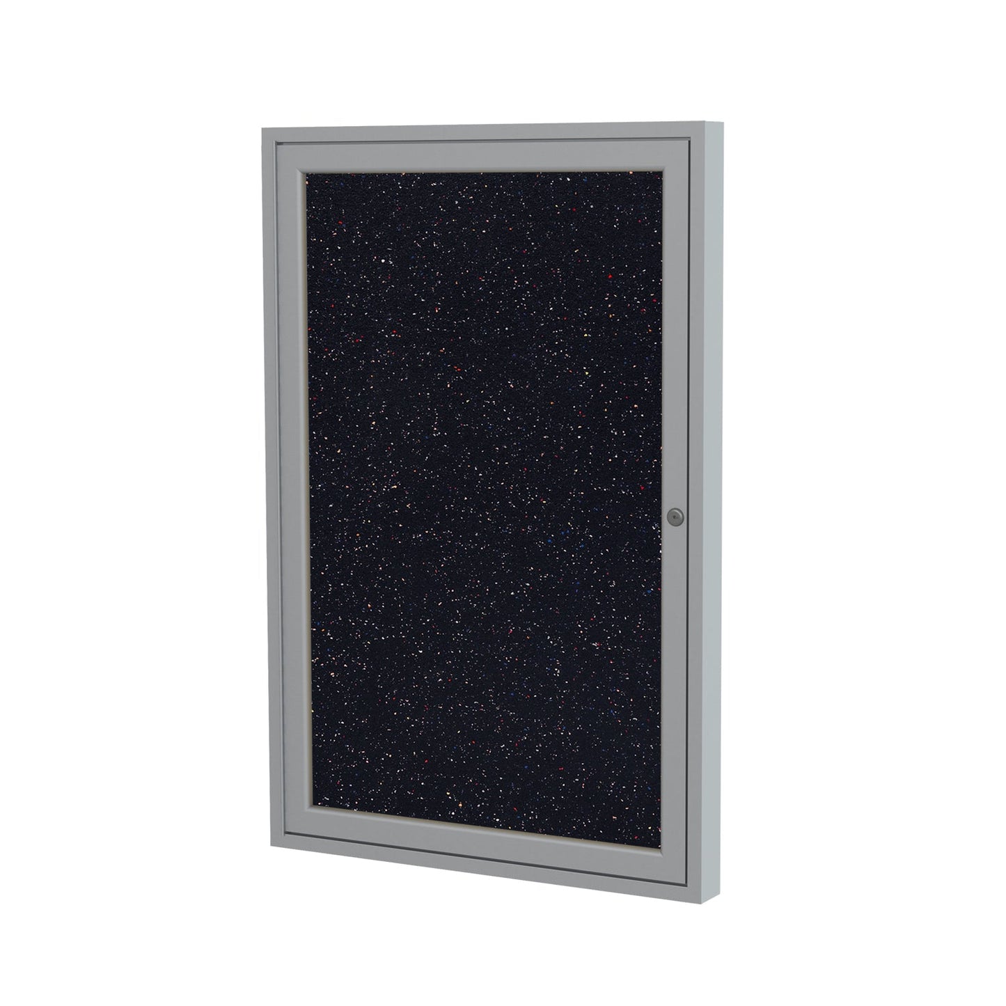 Ghent 1 Door Enclosed Recycled Rubber Bulletin Board, Satin Aluminum Frame, 3'H x 2'W (GHE - PA13624TR - XX) - SchoolOutlet