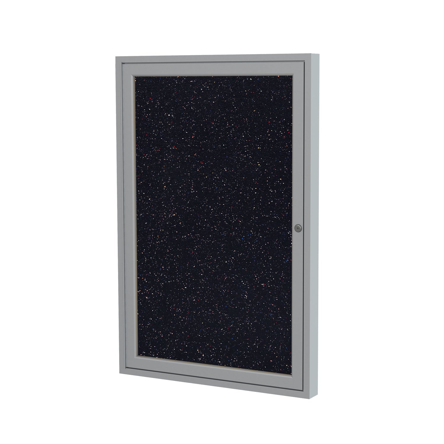 Ghent 1 Door Enclosed Recycled Rubber Bulletin Board, Satin Aluminum Frame, 3'H x 2'W (GHE - PA13624TR - XX) - SchoolOutlet