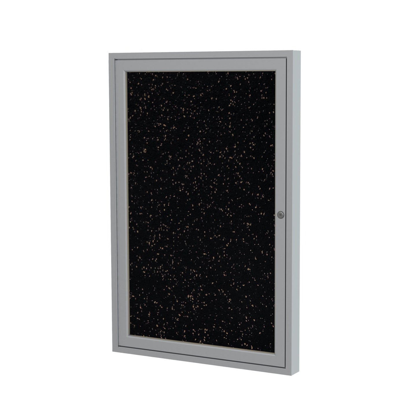 Ghent 1 Door Enclosed Recycled Rubber Bulletin Board, Satin Aluminum Frame, 3'H x 2'W (GHE - PA13624TR - XX) - SchoolOutlet