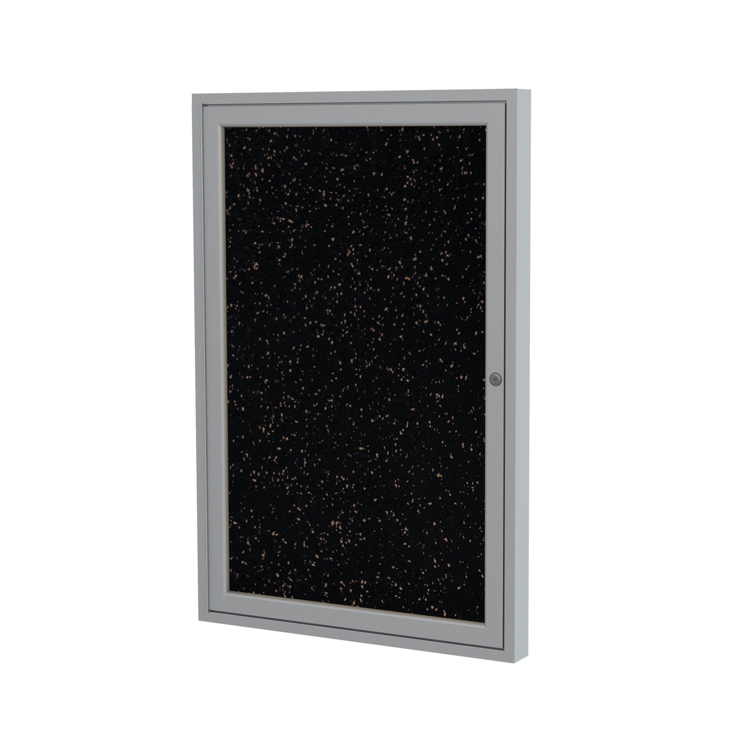 Ghent 1 Door Enclosed Recycled Rubber Bulletin Board, Satin Aluminum Frame, 3'H x 2'W (GHE - PA13624TR - XX) - SchoolOutlet