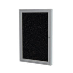 Ghent 1 Door Enclosed Recycled Rubber Bulletin Board, Satin Aluminum Frame, 3'H x 2'W (GHE - PA13624TR - XX) - SchoolOutlet