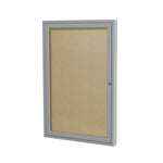 Ghent Indoor/Outdoor Enclosed Vinyl Bulletin Board, Satin Aluminum Frame, 3'H x 2'W, 1 Door (GHE - PA13624VX - XXX) - SchoolOutlet