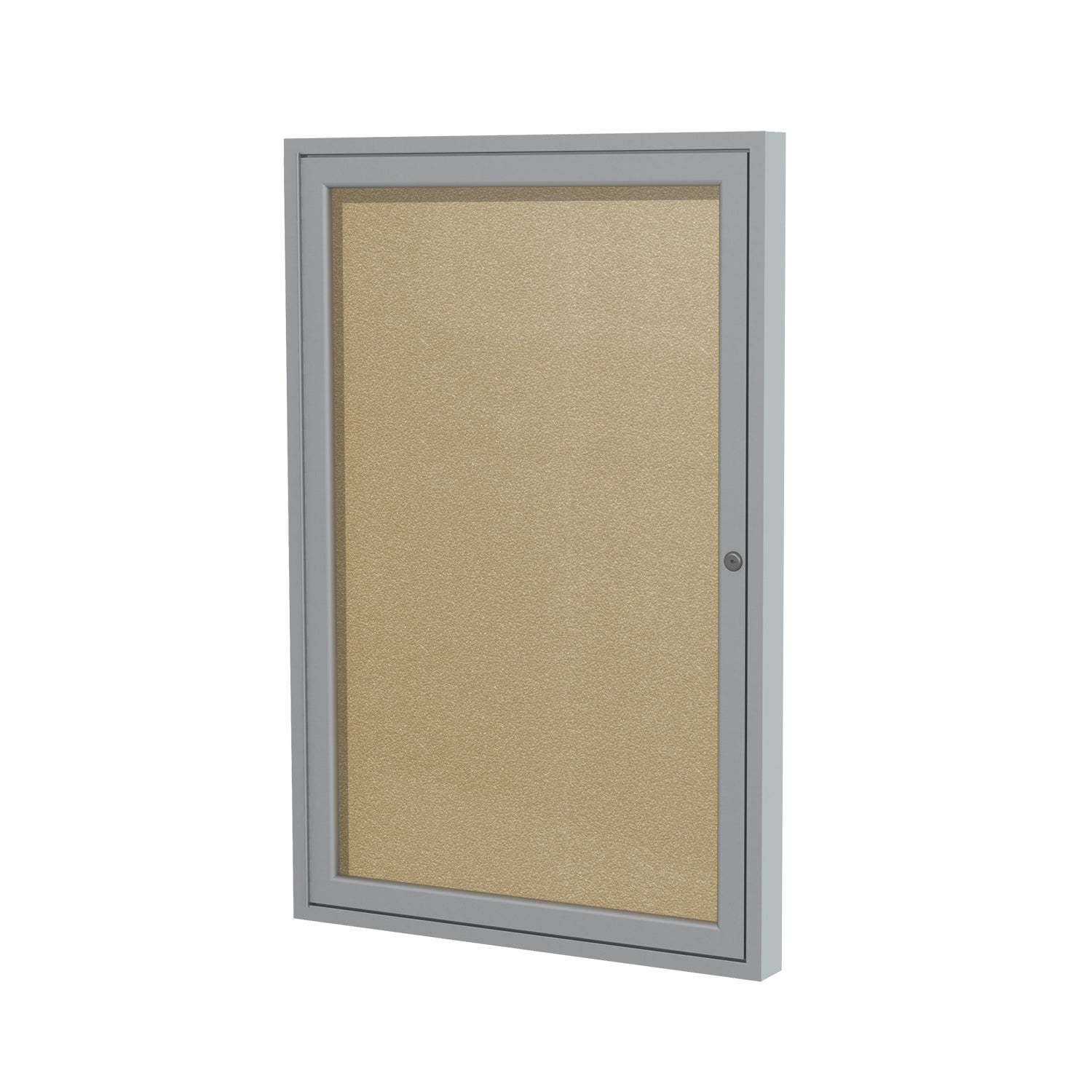 Ghent Indoor/Outdoor Enclosed Vinyl Bulletin Board, Satin Aluminum Frame, 3'H x 2'W, 1 Door (GHE - PA13624VX - XXX) - SchoolOutlet