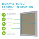 Ghent Indoor/Outdoor Enclosed Vinyl Bulletin Board, Satin Aluminum Frame, 3'H x 2'W, 1 Door (GHE - PA13624VX - XXX) - SchoolOutlet