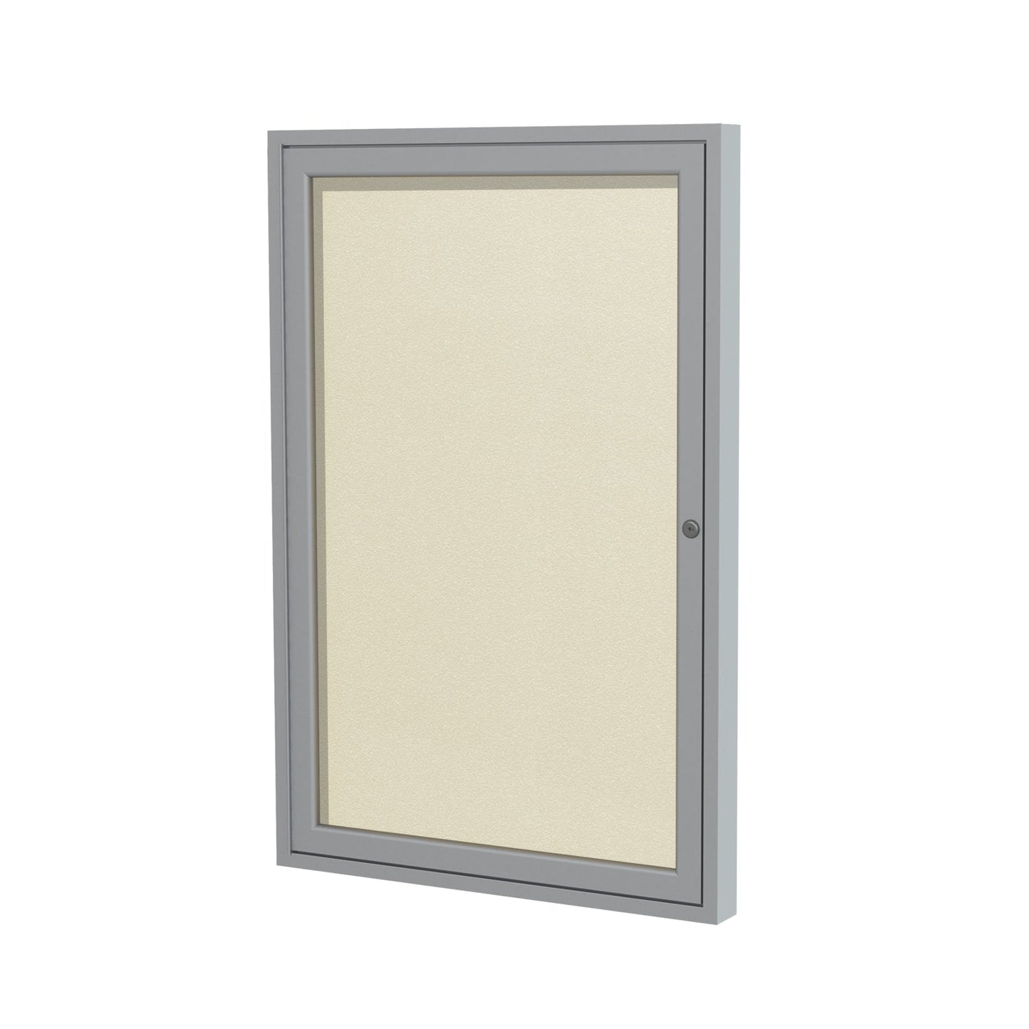 Ghent Indoor/Outdoor Enclosed Vinyl Bulletin Board, Satin Aluminum Frame, 3'H x 2'W, 1 Door (GHE - PA13624VX - XXX) - SchoolOutlet