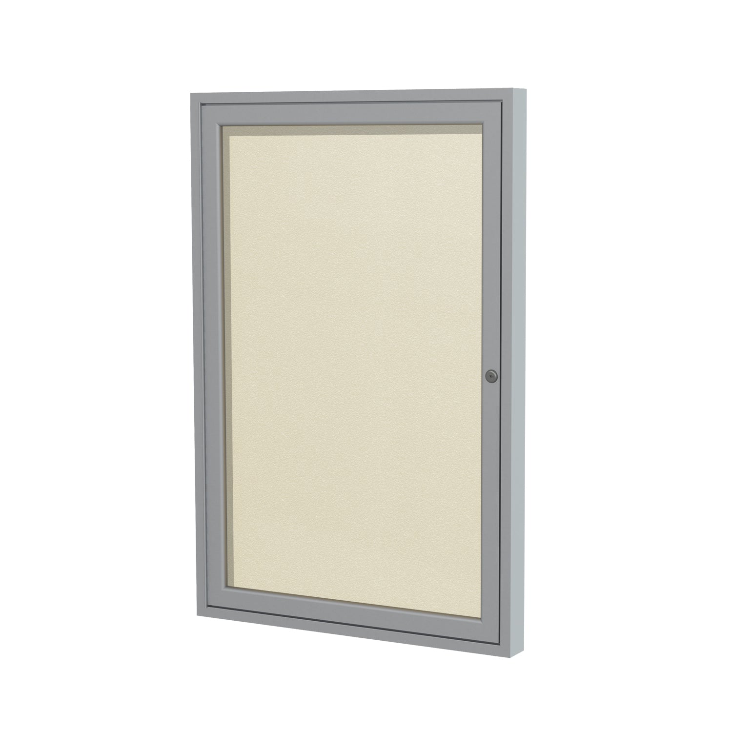 Ghent Indoor/Outdoor Enclosed Vinyl Bulletin Board, Satin Aluminum Frame, 3'H x 2'W, 1 Door (GHE - PA13624VX - XXX) - SchoolOutlet