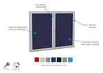 Ghent 2 Door Enclosed Fabric Bulletin Board, Satin Aluminum Frame, 3'H x 4'W (GHE - PA23648F - XX) - SchoolOutlet