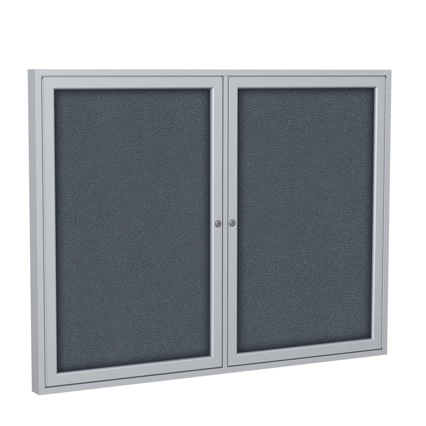 Ghent 2 Door Enclosed Fabric Bulletin Board, Satin Aluminum Frame, 3'H x 4'W (GHE - PA23648F - XX) - SchoolOutlet