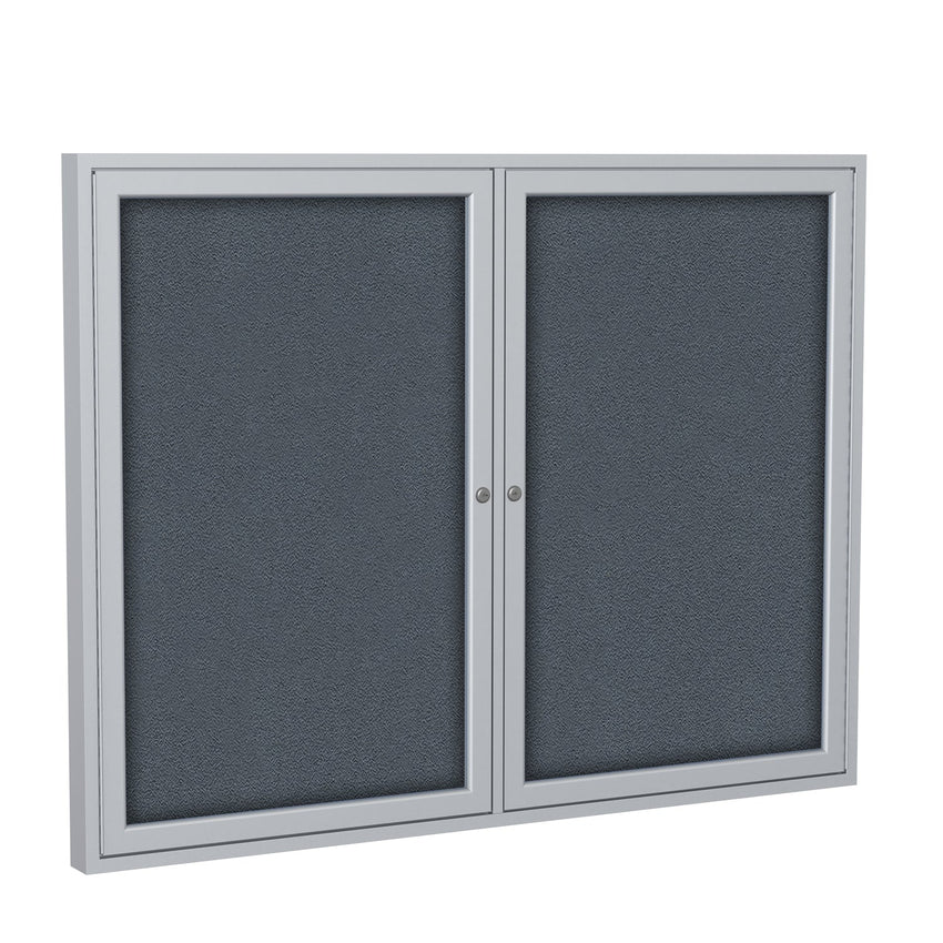 Ghent 2 Door Enclosed Fabric Bulletin Board, Satin Aluminum Frame, 3'H x 4'W (GHE - PA23648F - XX) - SchoolOutlet