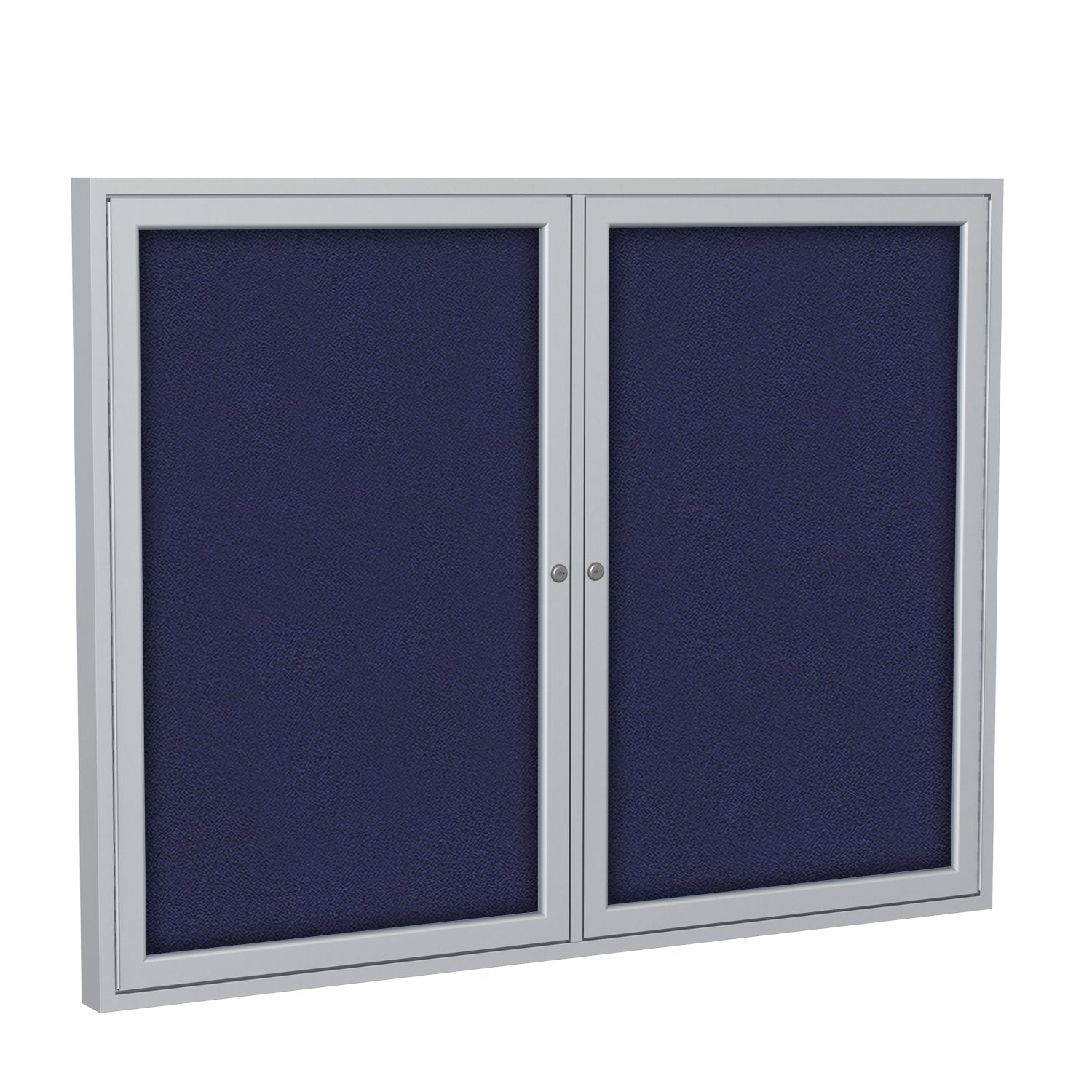 Ghent 2 Door Enclosed Fabric Bulletin Board, Satin Aluminum Frame, 3'H x 4'W (GHE - PA23648F - XX) - SchoolOutlet