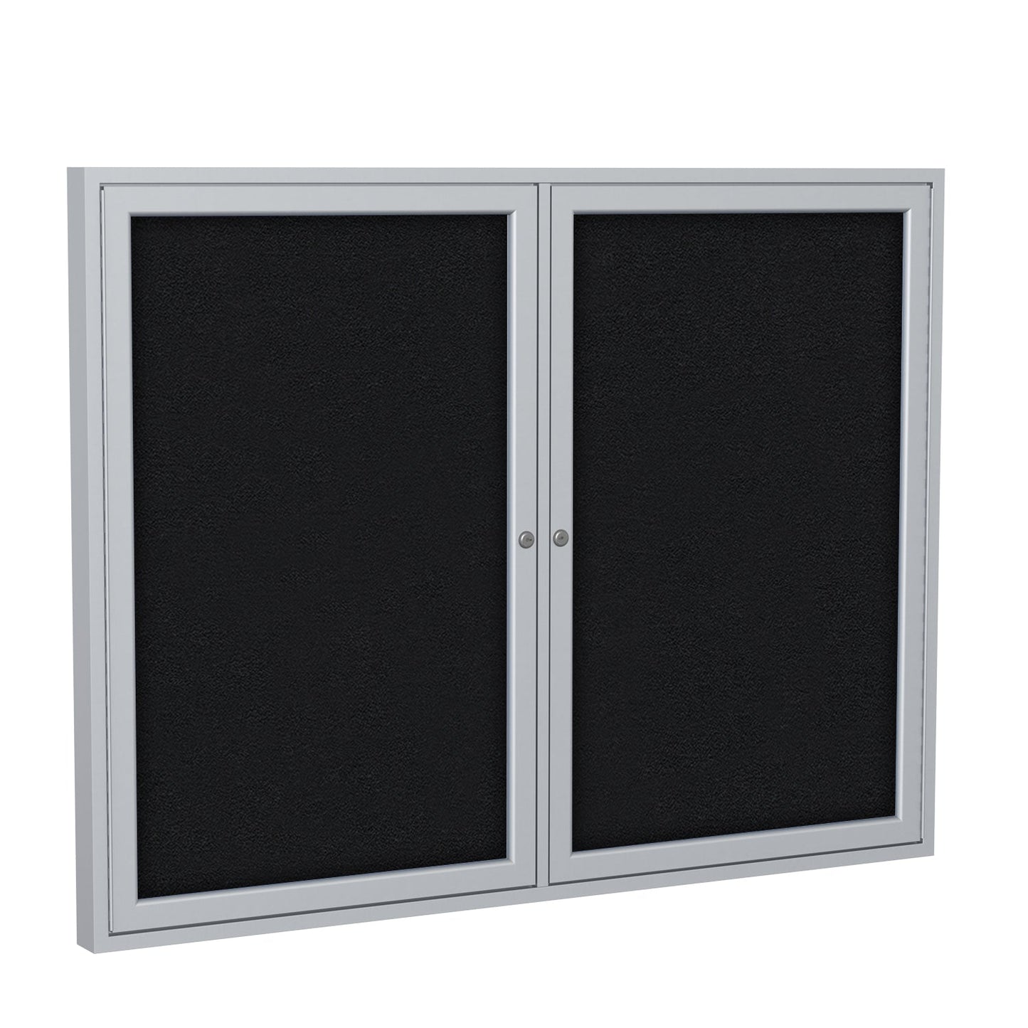 Ghent 2 Door Enclosed Fabric Bulletin Board, Satin Aluminum Frame, 3'H x 4'W (GHE - PA23648F - XX) - SchoolOutlet