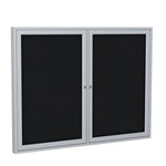 Ghent 2 Door Enclosed Fabric Bulletin Board, Satin Aluminum Frame, 3'H x 4'W (GHE - PA23648F - XX) - SchoolOutlet