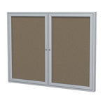Ghent 2 Door Enclosed Fabric Bulletin Board, Satin Aluminum Frame, 3'H x 4'W (GHE - PA23648F - XX) - SchoolOutlet