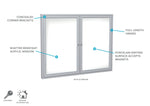 Ghent 2 Door Enclosed Porcelain Whiteboard, Magnetic, Satin Aluminum Frame, 3'H x 4'W (GHE - PA23648M - M1) - SchoolOutlet